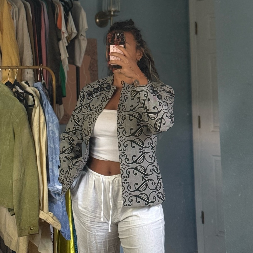 Dior Gray Black Patterned Blazer Jacket